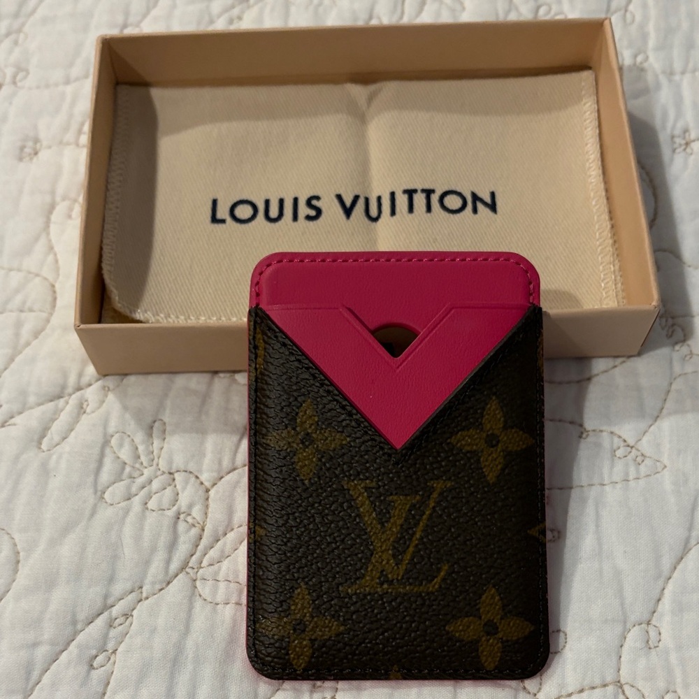 Louis Vuitton Monogram Card Sleeve with Hot Pink V-Trim